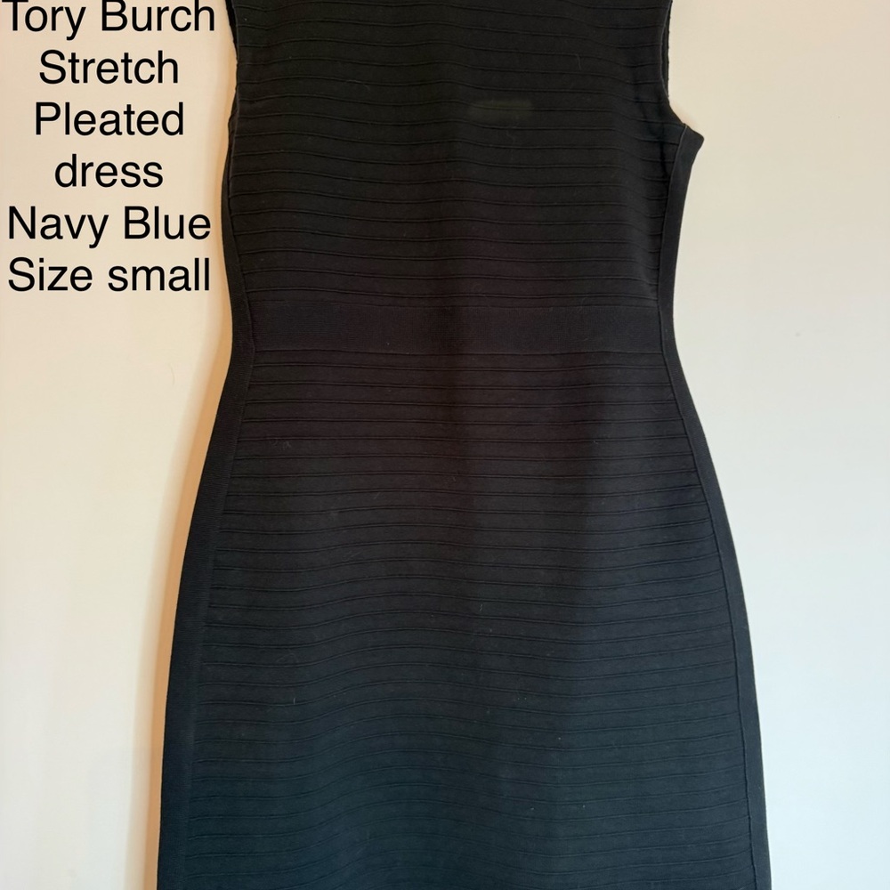 Tory Burch Midnight Blue Pleated Midi Dress